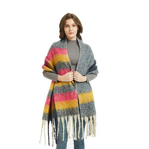 Écharpe en <span class=keywords><strong>laine</strong></span> à <span class=keywords><strong>tricoter</strong></span> de luxe <span class=keywords><strong>pour</strong></span> femmes et hommes, étoles d'hiver, écharpe solide à pampilles <span class=keywords><strong>pour</strong></span> dames, écharpe tissée de grande taille, teinte unie, vente en gros - Product Image 3