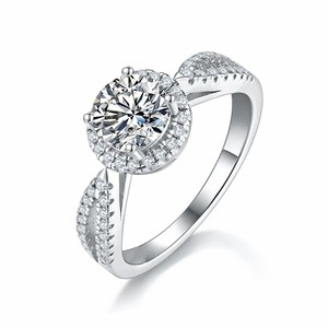 Anillo de Compromiso de Diamante Cultivado en Laboratorio SGARIT, 1 Quilate, Certificado IGI, Joyería de Platino, Anillo de Boda de Dos Piezas - Product Image 1