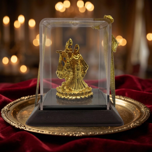 Statue artisanale Radha Shyam en acier inoxydable, idéale pour la décoration de temple domestique, salle de Puja, cadeau de mariage et de festival - Product Image 2