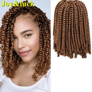Precio al por mayor de 8 pulgadas Spring Twist Crochet <span class=keywords><strong>Trenzas</strong></span>-<span class=keywords><strong>Extensiones</strong></span> sintético de cabello rizado <span class=keywords><strong>corto</strong></span>, estilo africano teñido - Product Image 1