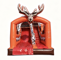 Château gonflable commercial à thème cerf et élan forestier, avec toboggan, en PVC, pour enfants, idéal pour la location d'événements et les fêtes