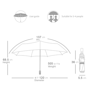 Auto Anti-Rebound Folding Travel <b>Umbrella</b>, <b>Large</b> Windproof UV <b>Umbrella</b> with Reflective Strips, 8 Ribs 137cm Sun Rain <b>Umbrella</b> - Product Image 6