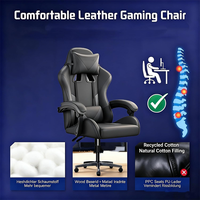 Chaise de jeu personnalisée économique, chaise de bureau de style racing avec accoudoirs articulés, appui-tête détachable et revêtement en cuir PU pour le jeu sur PC au quotidien