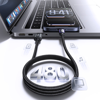USAMS Best Seller SJ817 20V 5A 100W Pengisi Daya Cepat Kabel Nilon Terjalin Tipe-C dengan Lampu RGB untuk Samsung Huawei iPhone