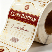 Étiquettes de vin personnalisées vintage rouges avec dorure à chaud, écologiques, en rouleau, autocollants adhésifs de luxe pour la promotion, étiquettes de marque privée