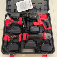 Kit d'outils combinés sans fil professionnel 4-en-1 avec mallette rigide, personnalisable OEM, garantie de 2 ans pour la construction industrielle