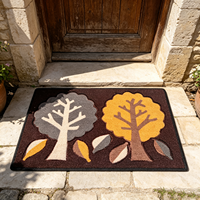 Tapis d'entrée décoratif en polyester tissé antidérapant et absorbant à motif d'arbre d'automne pour la saison des fêtes, idéal pour la porte d'entrée et la décoration intérieure