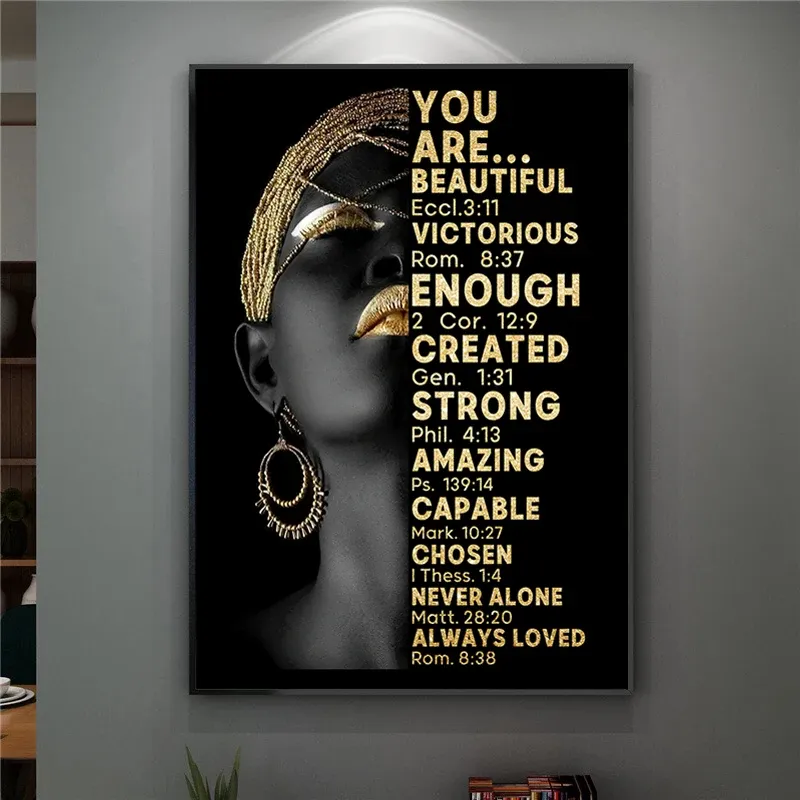 Африканские женщины, черные мотивационные цитаты, плакат с принтом, Женский портрет, картина маслом, Настенная картина, украшение комнаты, украшение дома
