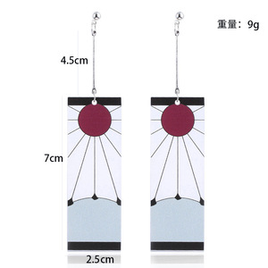 Venta al por mayor elegante acrílico gota pendientes Kamado Tanjirou Demon Slayer pendientes para Mujeres Hombres Cosplay joyería accesorios regalo - Product Image 6