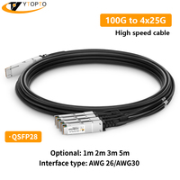 YTOPTO QSFP28 100G DAC 구리 케이블 1-5m 30AWG 고속 링크 /Arista/Juniper/Mellanox/ 5G IP와 호환 가능