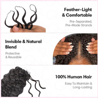 Extensions de cheveux bouclés birmans indiens au crochet 60g, pré-séparées 50 mèches, nœuds invisibles, lot de crochet bohème