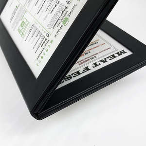 Menu LED en similicuir noir en gros, 3 pages, rechargeable, avec éclairage LED, couvertures de menu lumineuses - Product Image 4