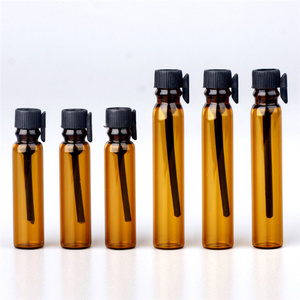 Piccole fiale di campione di profumo di vetro ambrato da 1ml forma di cilindro facile estremità aperta per diffusore Frost applicazione di superficie di stampaggio a caldo - Product Image 4