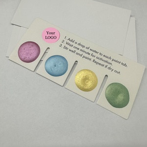 Tarjeta de pintura de colores metálicos Paleta de alimentos metálica activada por agua Mini paleta de pintura de alimentos Tarjeta de artes comestibles - Product Image 3