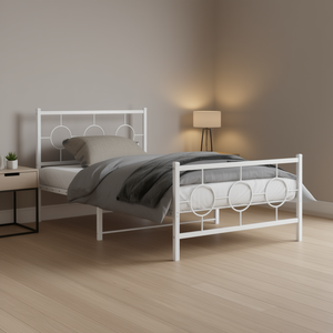 Struttura Letto Singolo in Acciaio Bianco Design Industriale Modello D0100H5SZ86 Arredamento Camera da Letto Stabile - Product Image 2