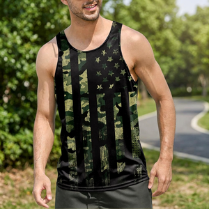 เสื้อกล้ามพิมพ์ลายพรางสำหรับผู้ชาย คอกลม แห้งเร็ว เสื้อแขนกุดลำลอง - Product Image 2