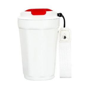 Taza de Café de Acero Inoxidable Facetada con Logotipo Personalizado, Taza de Viaje Aislada al Vacío con Tapa Abatible y Correa de Transporte, 390 ml - Product Image 2