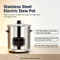 Produsen Menjual Langsung Penanak Nasi Listrik Stainless Steel dan Penanak Sup Bubur untuk Restoran Berdaya Tinggi
