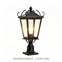 Lanterne vintage électrique d'extérieur étanche en aluminium galvanisé avec panneau en verre, lumière blanc chaud, pour villa, clôture, jardin