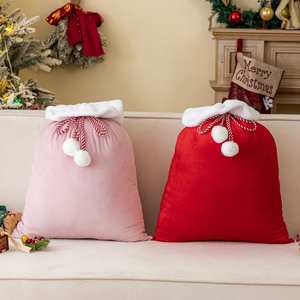 Sac de Noël personnalisé pour la famille, grand sac en velours personnalisé, sac de Noël de luxe à sublimation avec pompon - Product Image 6