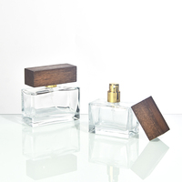 Flacon de parfum rectangulaire vide personnalisé de 50 ml, flacon vaporisateur de luxe de 30 ml avec bouchon en bois