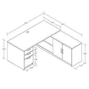 Fabricante de muebles Ventas Escritorio de oficina ejecutivo en forma de L de madera con almacenamiento con cerraduras <span class=keywords><strong>3</strong></span> cajones y gabinete lateral compuesto - Product Image 5