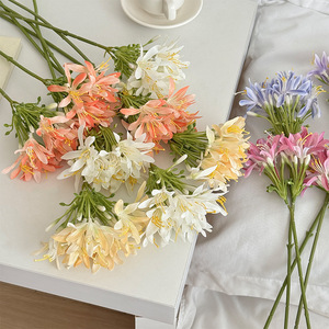 Flores Artificiales de Agapanthus Yasunobu, Rama Individual de Seda, en Blanco, Azul, Morado y Naranja, para Decoración de Bodas y Hogar - Product Image 3