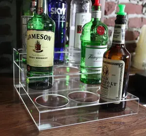 亚克力酒架有机玻璃酒瓶展示架透明 3 层 9 瓶丙烯酸酒架定制