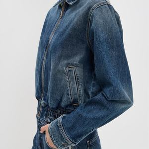 Veste en jean à bas prix, vente en gros, style streetwear hip-hop, 100% coton, délavée à l'acide, courte, pour femme - Product Image 3