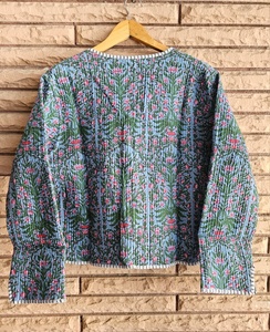 Nouveau manteau matelassé en coton fait main pour femme, style hiver, imprimé indien, style bohème, cadeau pour elle - Product Image 2