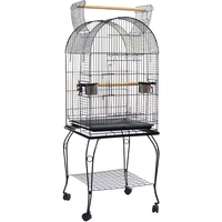 Cage à oiseaux classique grande taille avec plateau en plastique pour perruches et canaris, support roulant en fer thermolaqué, emballée en boîte, vente en gros