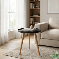 Table d'appoint ronde avec plateau surélevé, décoration d'intérieur populaire, table d'appoint de canapé pour salon, table basse à pieds en bambou, vente chaude