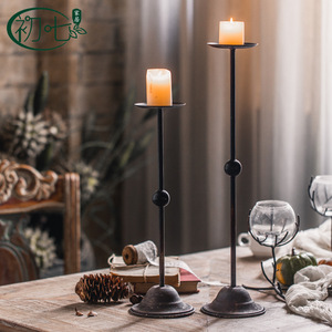 Vintage Iron Candlestick Black <b>Tall</b> Decorative Home Decoration for <b>Table</b> Entryway Wrought Metal Candle Holder - Product Image 2