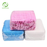 100 pièces de bonnets jetables en tissu non tissé élastique, transparents, pour la beauté et l'hôpital, type bouffant