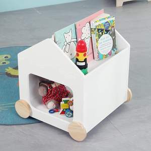 Diseño interesante Estantería DE MADERA PARA NIÑOS 2 en 1 Estantería para niños Organizador de libros para bebés <span class=keywords><strong>con</strong></span> <span class=keywords><strong>ruedas</strong></span> - Product Image 2