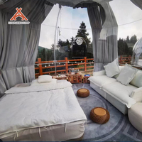 Dôme géodésique préfabriqué rond en polycarbonate PC Kawagebo Kamp (KK) 5,35 m / 17,55 pi 22,5 ㎡   Hôtel-bulles de glamping