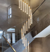 Lustre en cristal de luxe pour escalier, luminaire suspendu moderne en spirale pour villa, loft, salon, hall d'hôtel, plafond double hauteur