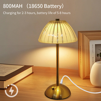 Lámpara de Mesa Decorativa Inalámbrica LED de 3W con Control Táctil, Funciona con Batería, de Metal y Cristal, para Dormitorio Moderno