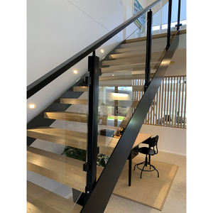 Rampe d'escalier en verre Georgia avec main courante en <span class=keywords><strong>bois</strong></span> <span class=keywords><strong>Balustrade</strong></span> intérieure en verre de sécurité au design moderne <span class=keywords><strong>pour</strong></span> escaliers - Product Image 4