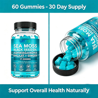 Gummies véganes à l'algue marine, huile de nigelle, ashwagandha, shilajit et gingembre, 60 unités, compléments alimentaires pour stimuler le système immunitaire et l'énergie