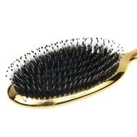 Brosse classique de lissage à coussin ovale brillant, poils de sanglier naturels avec plumes en Nylon, nettoyeur de brosse à cheveux LPC2