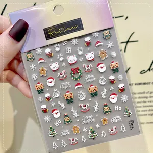 Custom Nail Art Accessories Manicure Stickers Pour Nail Art Christmas 3d Christmas Sticker Nail Art Decoration