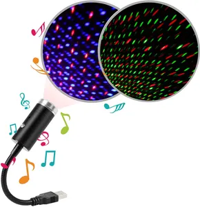 Grosir led proyektor suasana-Proyektor Aktivasi Suara USB, Cahaya Bintang 3 Warna + 9 Efek Pencahayaan, Lampu Otomatis Interior Romantis dengan Port USB, Suasana