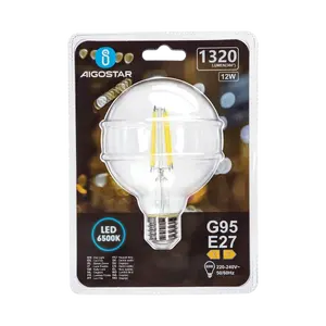 Bombilla LED G95 E27 12W con filamento transparente, eficiente y decorativa, ideal para iluminación ambiental y estética en - Product Image 2