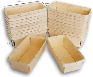 Quart Rectangular Vented Wooden Berry Baskets - Set of 6