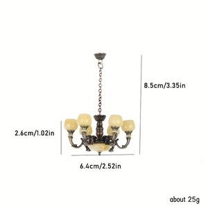 Chất lượng tốt nhất của búp bê nhà phòng khách mini mô phỏng hợp kim Đèn chùm Retro ánh sáng đồ đạc và đồ nội thất trang trí mô hình - Product Image 2