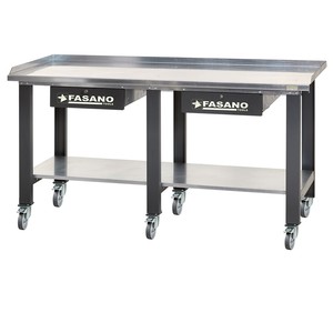 Banco de trabajo Fasano Tools de 72 pulgadas x 30 pulgadas con superficie de acero, cajón y estante, mesa de taller móvil - Product Image 1