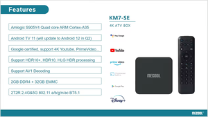 Google sertifikalı Tv kutusu kmkm7 SE 8k Android Tv kutusu Amlogic S905Y4 2GB DDR4 32GB EMMC Set Top <span class=keywords><strong>Box</strong></span> Km7se - Product Image 3