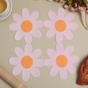 Hanlin Flower Shaped Paper Napkins 25cm Pink And White Three Layer For Themed Party - Product Image 4