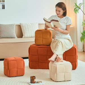 <strong>Low</strong> Solid Wood Fabric Children's Bench Stool with Magic Cube <strong>Footstool</strong> Modern Minimalist Design for Home Shoe Changing - Product Image 5